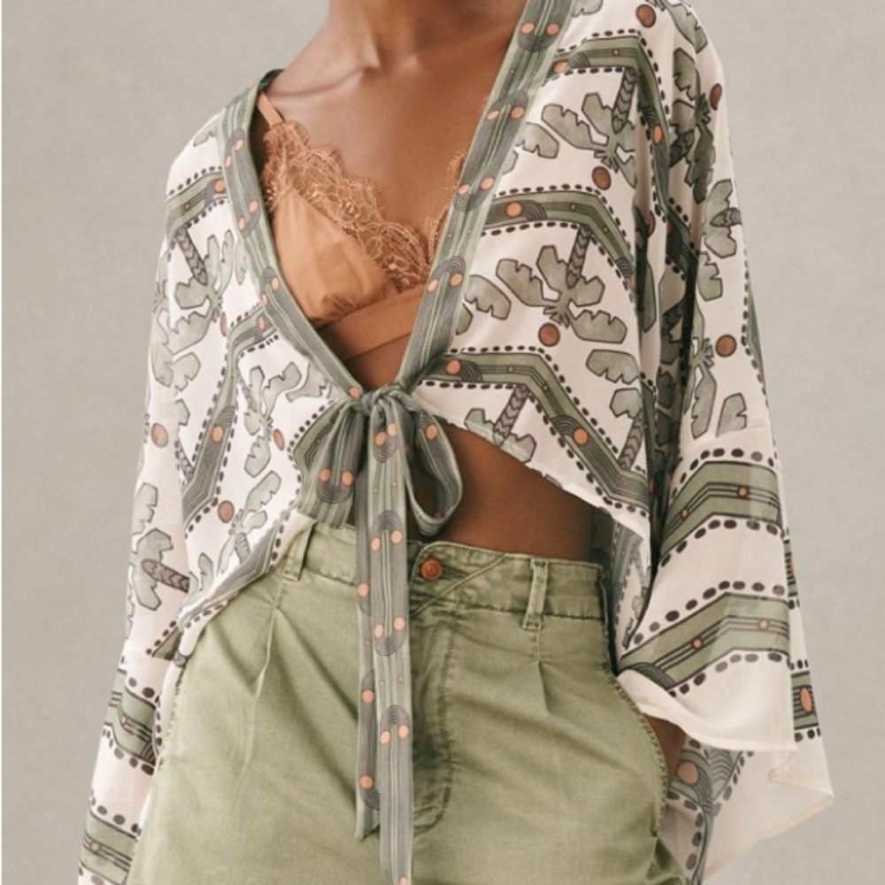 Anthropologie printed wrap top